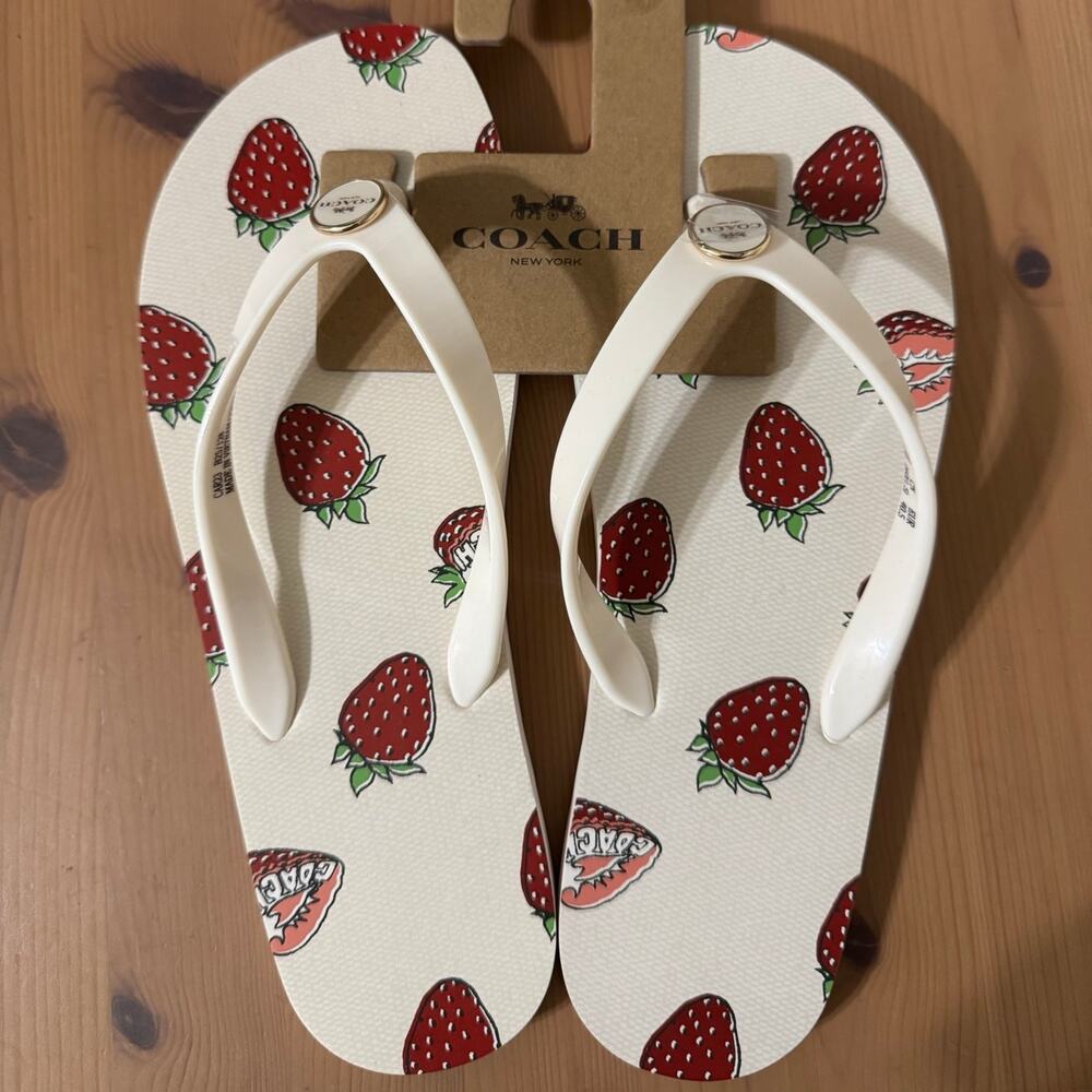 🍓Coach Zayn Flip Flop With Fruit Print 10